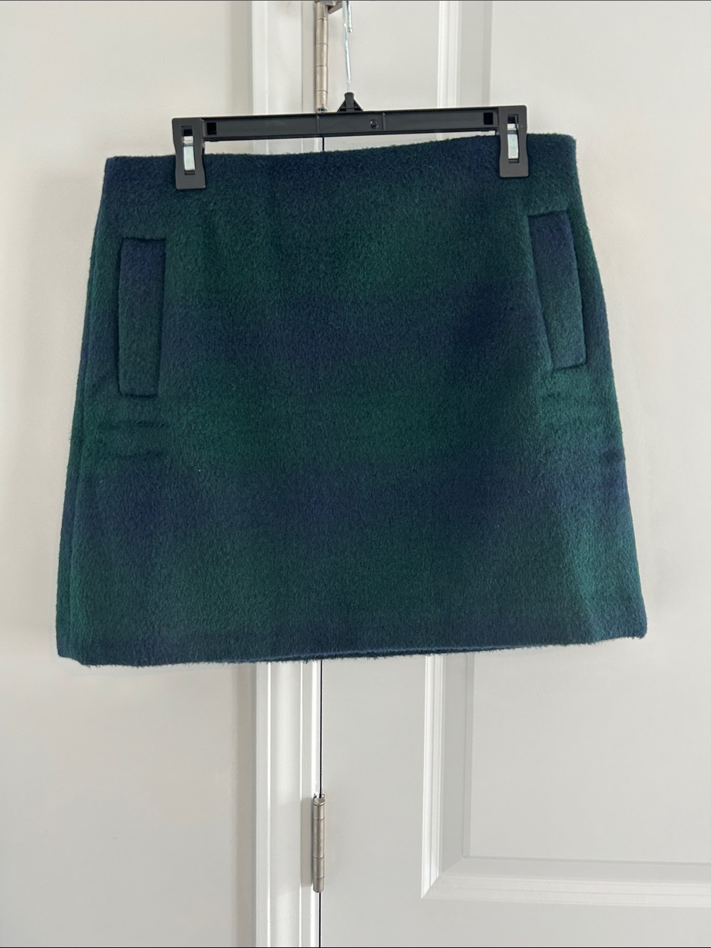 LOFT Dark Green Plaid Wool Mini Skirt